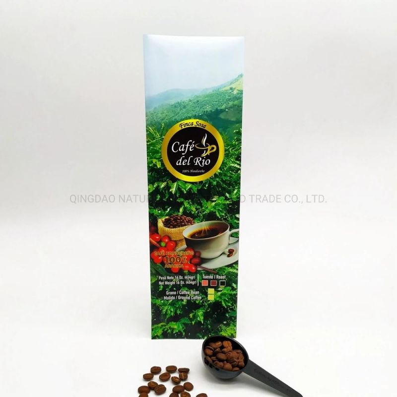 Back Side Sealed Coffee Plastic Bag with Valve Green Coffee Bags 400g