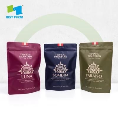 Full Printed 250g Eco Compostable Coffee Bag Biodegradable Ziplock Bag with One Way Valve