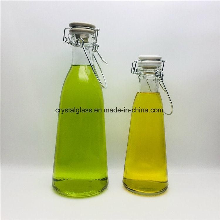 500ml 1000ml Hotel Use Beverage Juice Water Milk Glass Bottle with Hermetic Lid and Handle