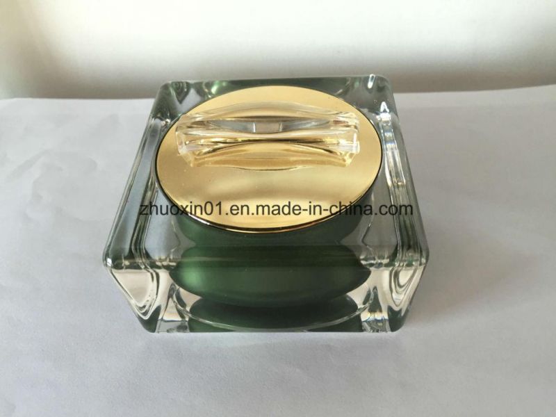 Luxury Green Square and Rectangle Acrylic Cosmetic Packaging Bottles Set