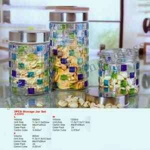 Glass Storage Jar with Beautiful Color Pattern