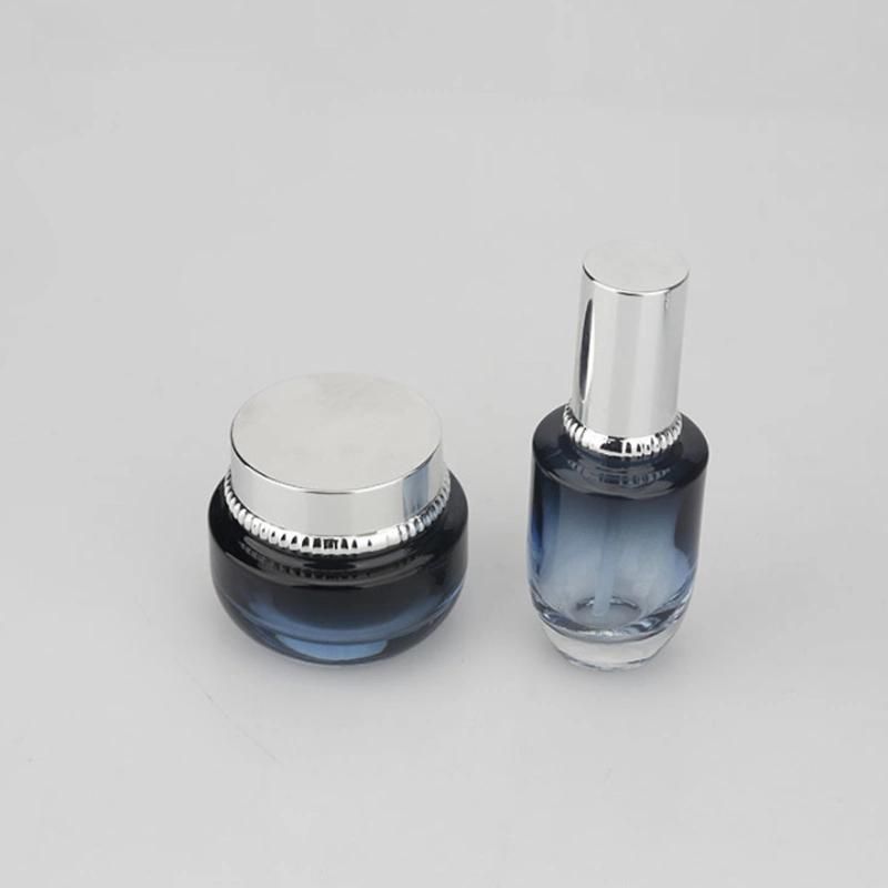 50g Luxury Gradient Glass Cream Jar 40ml 100ml 130ml Glass Lotion Bottle with Pump