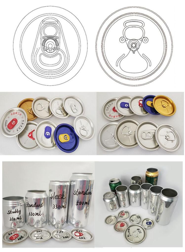 Two-Piece Aluminum Soda Can Ring Pull Tab Lid 200 202 206