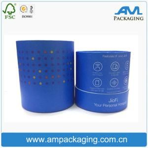 Blue Bespoke Round Tube Electronic Packaging Box with Rolled Edge