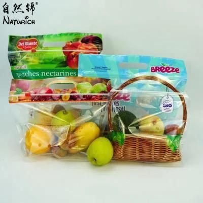 Fresh Fruit Packing Plastic Bag with Handle and Zipper Stand up Zipper Bag Plastic Zipper Pouch