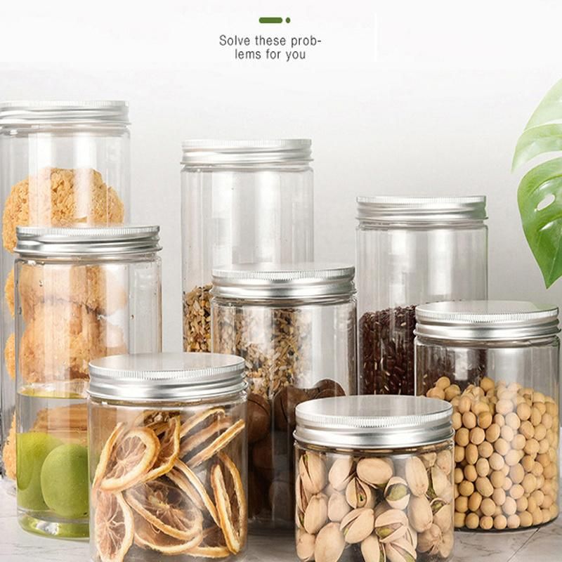 Round Shape Plastic Jar Clear Food Storage Transparent Plastic Can