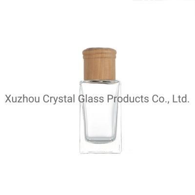 Luxury 50ml Transparent Rectangle Glass Room Perfume Diffuser Bottle with Screw Cap