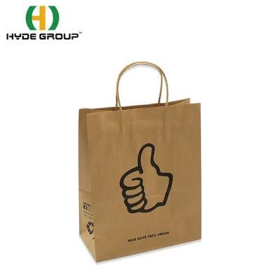 Custom Your Own Logo Design Disposable Brown Kraft Shopping Paper Bags with Handle