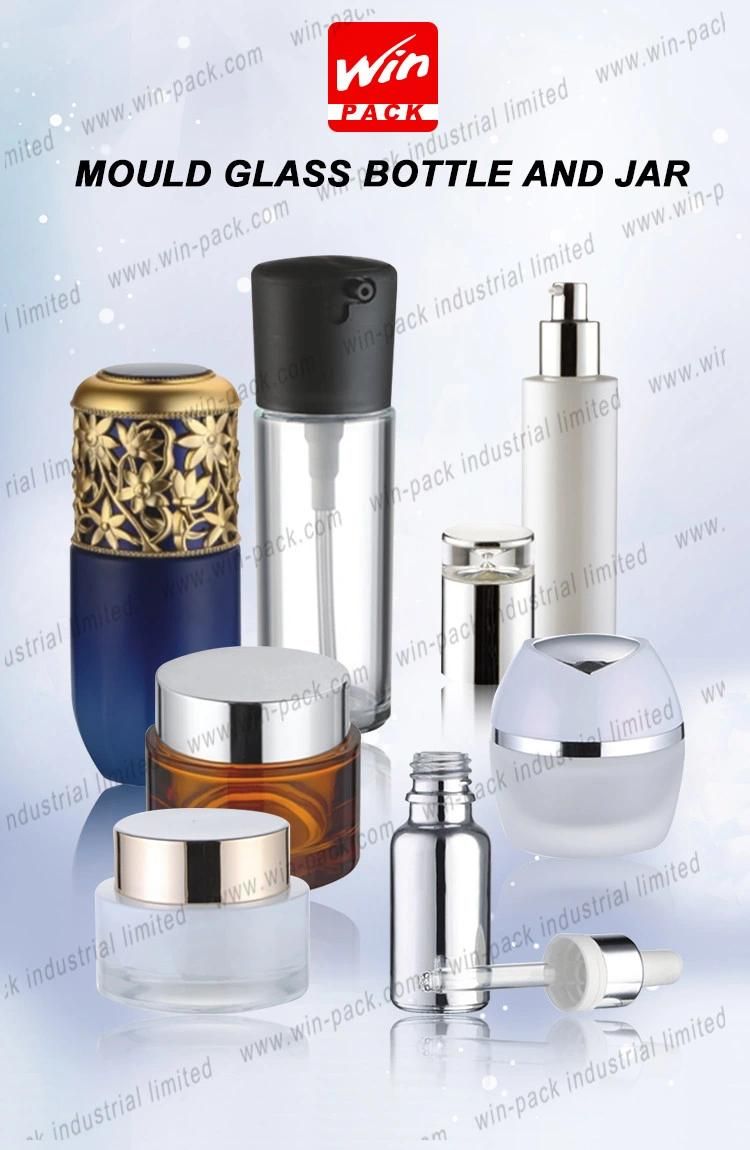Empty Luxury White Frosted Clear Glass Jar for Cream Cosmetic Packing 15g 30g 50g 100g