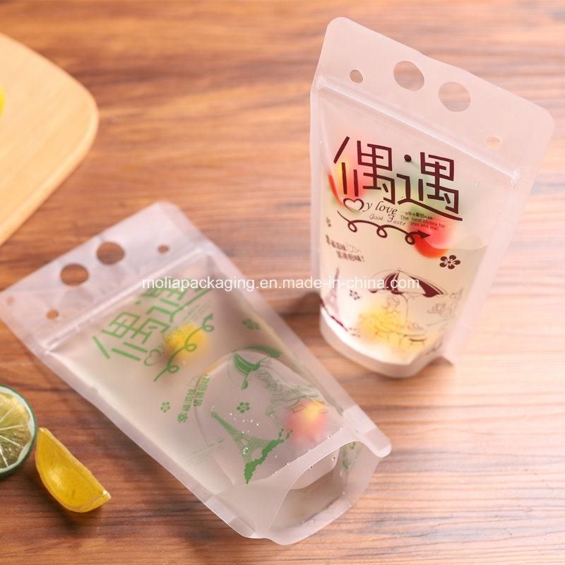 Drink Pouches Juice Bags Disposable Freezable Clear Stand up Liquid Smoothies Zipper Plastic Drink Pouch