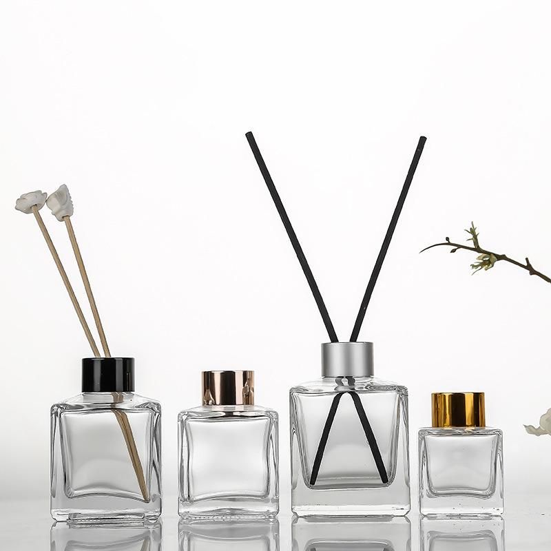 Empty Color 50ml 100ml 150ml 200ml Square Glass Reed Diffuser Match Stick Bottle