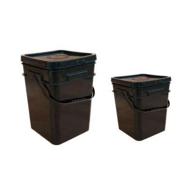 Wholesale Custom Printed 20 Liter Black Square Plastic Bucket Plastic Drum with Lid