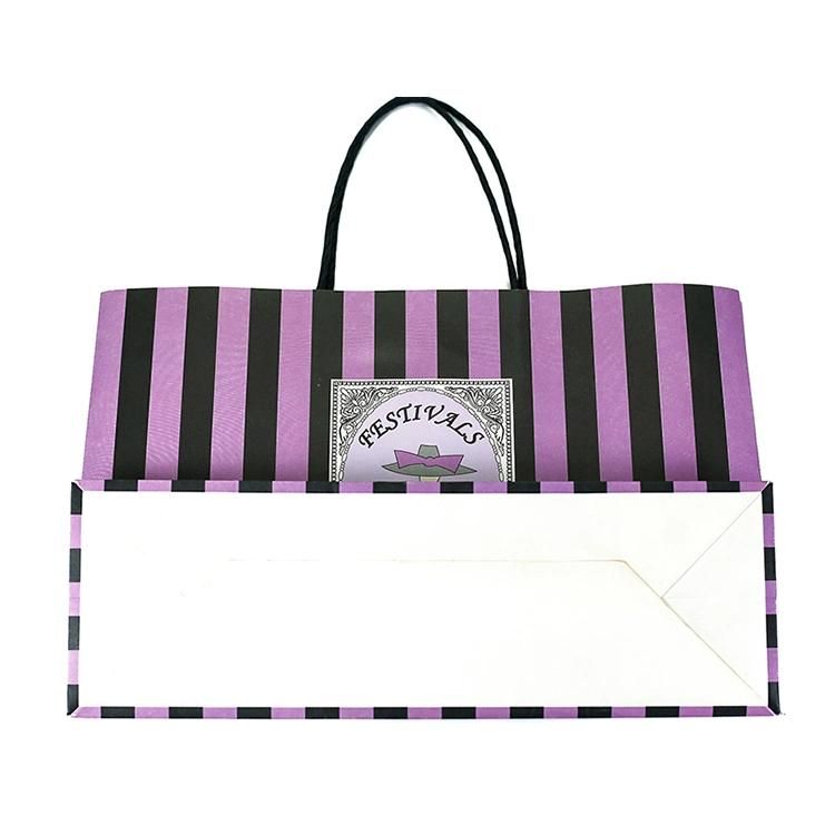 Handmade Custom Logo Printed Purple Streak Kraft Paper Bag