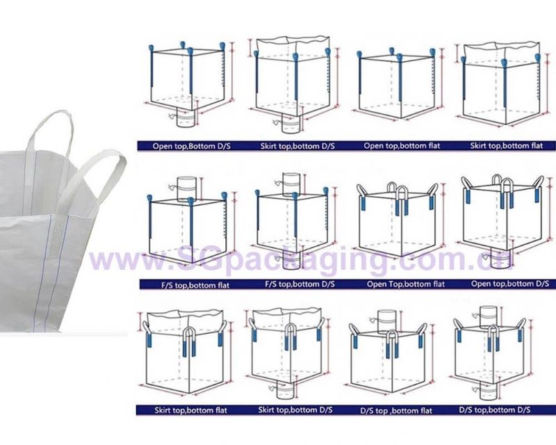 Polypropylene 500kg 1000kg Jumbo Big Bag with Duffle Top / FIBC Bulk Bag 1500kg