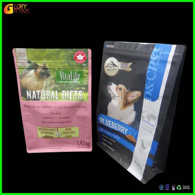 Food Packaging Bag Stand up Pouch/Coffee Tea Vacuum Candy Pet Snack Paper Biodegradable Packaging/Plastic Bag/Flat-Bottom Zipper Dog and Cats Pet Food Packaging