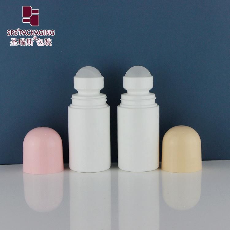 SRS Packaging Eco-friendly PCR New Product Cosmetic Pharmaceutical 50ml 60ml 90ml Deodorant Roll On Biodegradable Plastic Roller ball Bottle