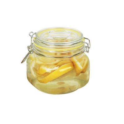 2022 Top Sell Glass Jar with Buckle Bottle Glass Clip 200 Ml 500 Ml