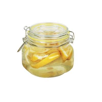 2022 Top Sell Glass Jar with Buckle Bottle Glass Clip 200 Ml 500 Ml