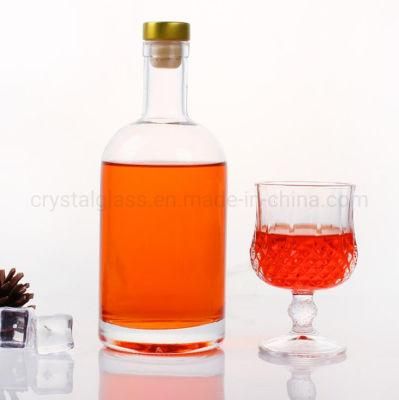 500ml 750ml Crystal Glass Round Vodka Brandy Whiskey Bottle for Liquor Packaging