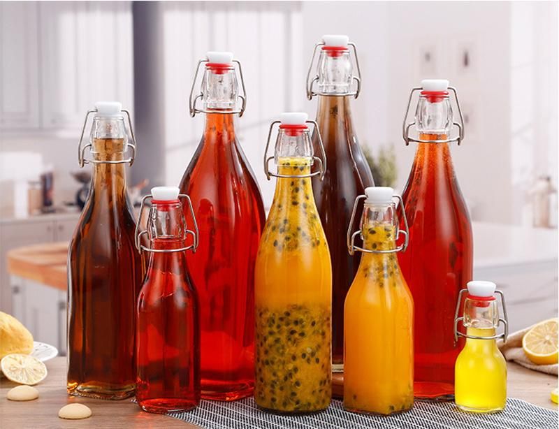 Popular Glass Bottles for Fresh Juice with Clip Cap