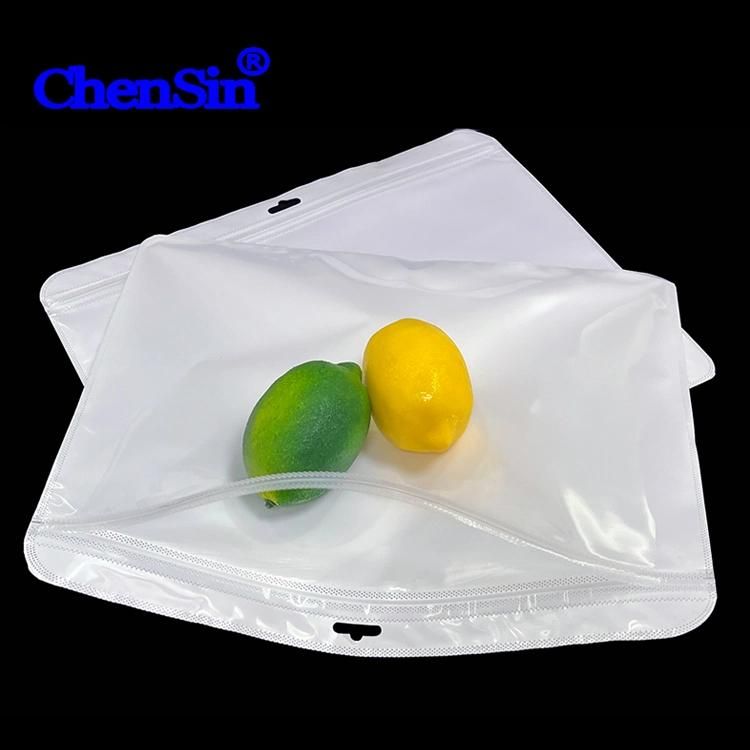 Round Shape Clear Front White Pearl Plastic Zipper Bag