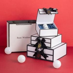 White Simple Gift Box Square Clamshell High-End Bowknot Paper Box