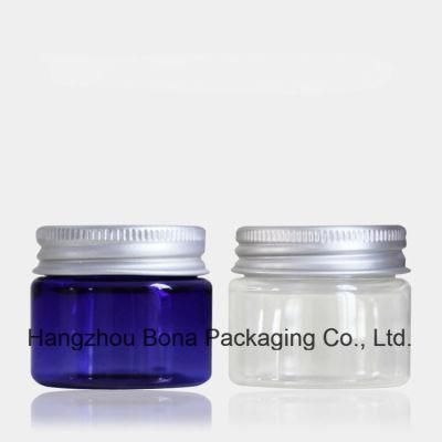 30g blue Clear Pet Jar Plastic Jar with Aluminum Cap
