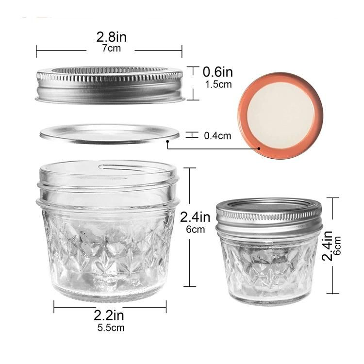 Custom Logo Clear Empty Mason Jelly Jam 8 Oz Glass Canning Jar with Metal Lid