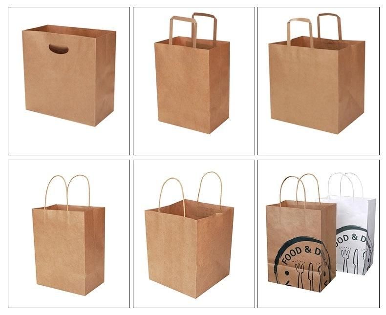 Customized Design Degradable Brown White Flat Bottom Kraft Paper Bag
