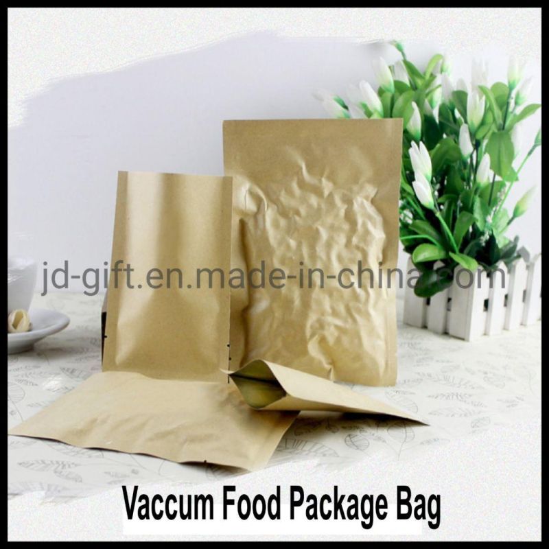 Wholesales Kraft Aluminum Foil Lined Flat Vacuum Food Packaging Pouches for Dried Nuts Fruit Packing