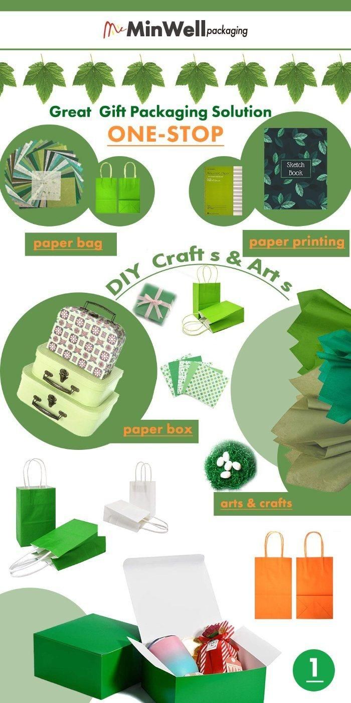 Minwell Pattern Printing Paper Packaging Bags Paper Shopping Bag Durable Kraft Paper Bags