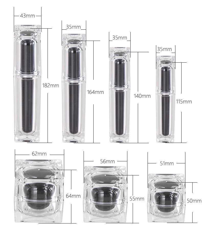 20g 30g 50g 15ml 30ml 50ml 100ml Empty Acrylic Plastic Cream Jar and Bottle Set