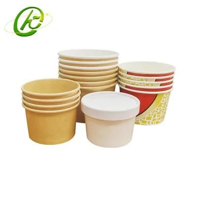 Fruit Ice Cream Packaging Paper Cups Disposable Paper Soup Cups with Paper Lid Ice Cream Cup