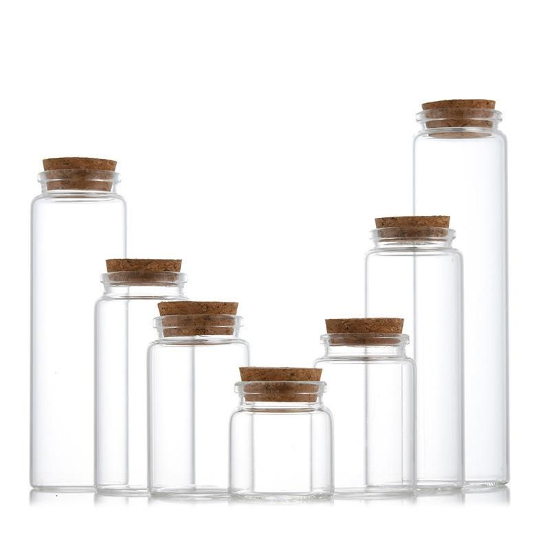 Home Decoration 5ml 10ml 15ml 20ml 30ml Mini Wishes Tube Wooden Cap Small Glass Vials