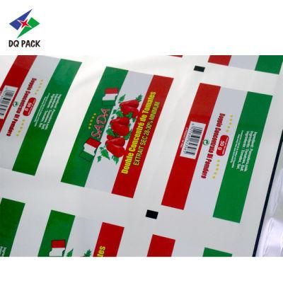 Dq Pack Laminating Roll Film Plastic Roll Stock Double Concentre De Tomates Plastic Packaging Film