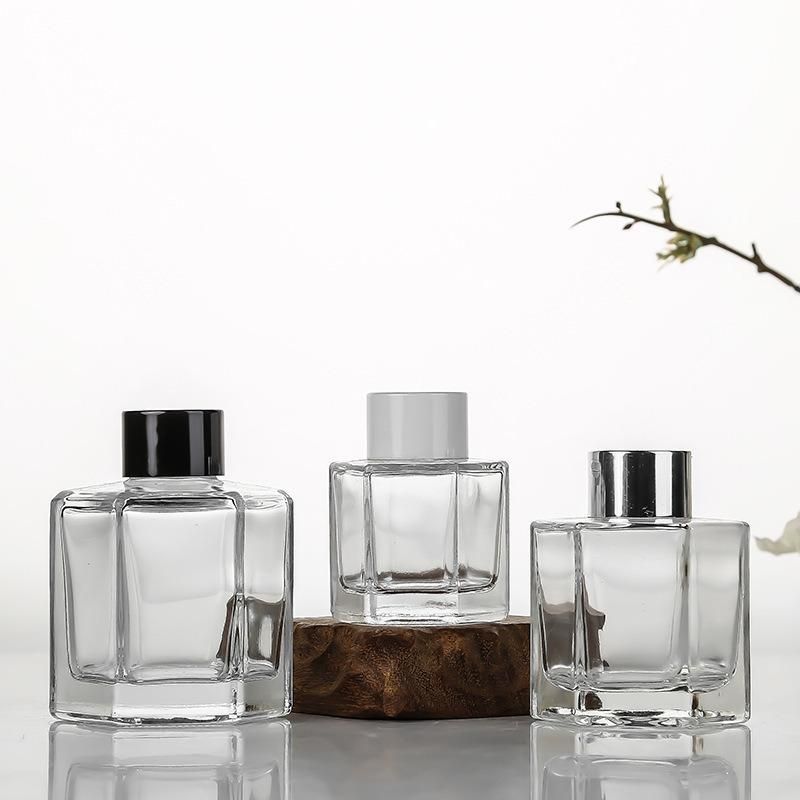 100ml Hexagon Shape Reed Diffuser Glass Bottle with Lids