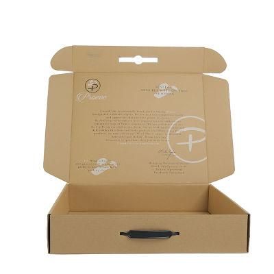 Custom Paper Box Packing Logo Printed Corrugated Box with Handle