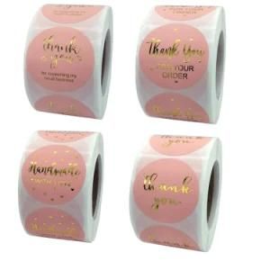 Thank You Pink Hot Stamping Self-Adhesive Label Sticker Roll