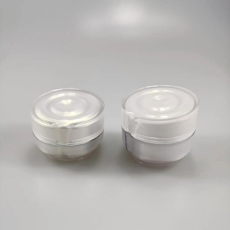 30g 50g Wholesale White Acrylic Round Cosmetic Cream Jar with Wave Lid for Skin Care