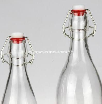 Wholesale Empty Clear Wine Glass Bottle Juice Glass Container with Buckle 250/500/1000ml