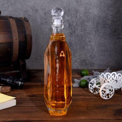 Vintage Glass Whisky Bottle in Diamond Shape Design