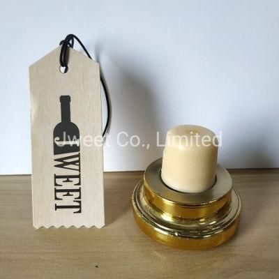 Manufacturing Glass Bottle Stopper Wood Cork Golden Plastic Cap