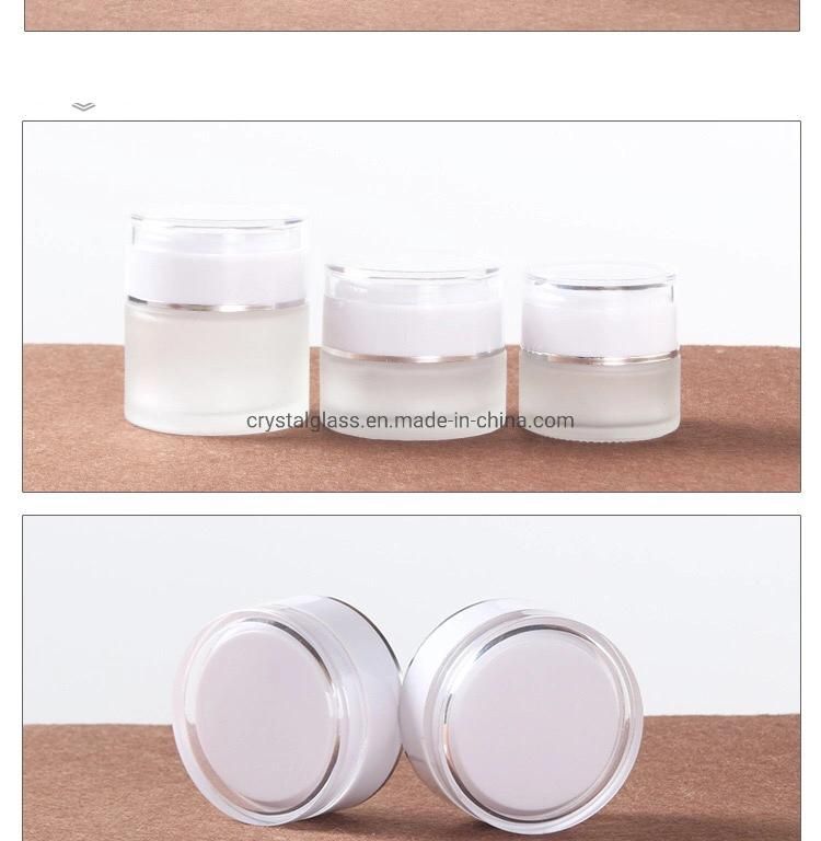30ml 50ml 100ml Glass Cosmetic Bottle Supplier with Screw White Lid