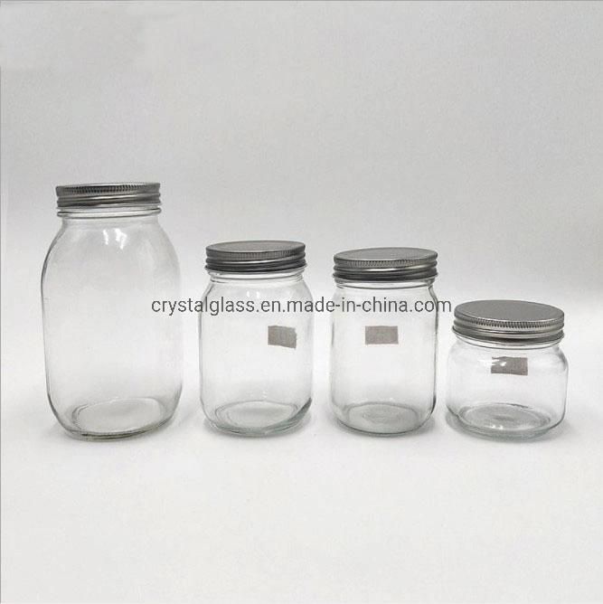 4oz 8oz 16oz Round Container of Transparent Mason Jar with Two Part Lid Jam Jar Pickles Jar Super Sealed