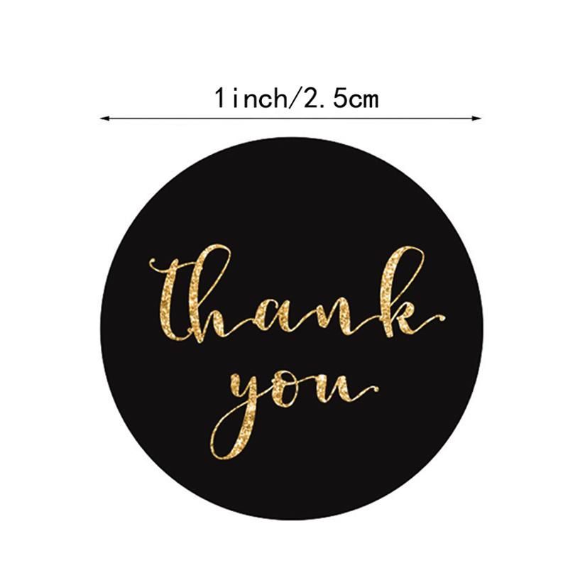 Custom Pink Gold Foil Thank You Paper Cards Stickers