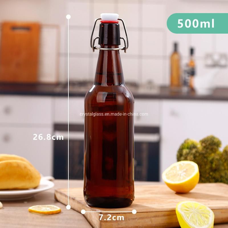 350ml 500ml 1000ml Amber Empty Beer Bottles with Flip Swing Top