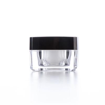 20g Square Acrylic Jar Plastic Clear Jar with Black Cap