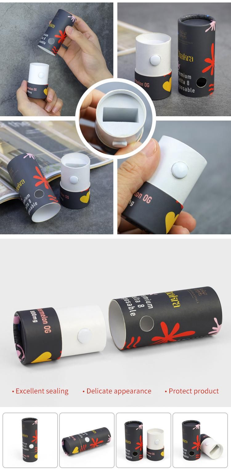Firstsail Child Resistant Press Button Gift Round Packaging Box Rolling Edge Lip Balm Push up Paper Tube