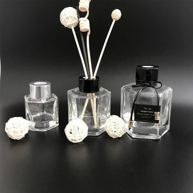 100ml Hexagonal Glass Perfume Reed Diffuser Bottle with Screw Cap and Plastic Insert