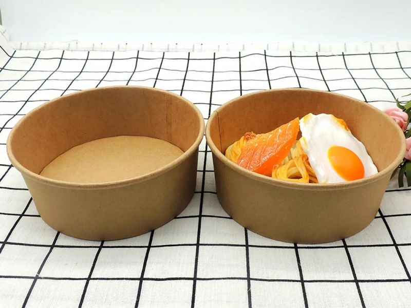 Restaurant Supplies Takeaways Kraft Paper Bowl Food Packaging Paper Bowl with Lid